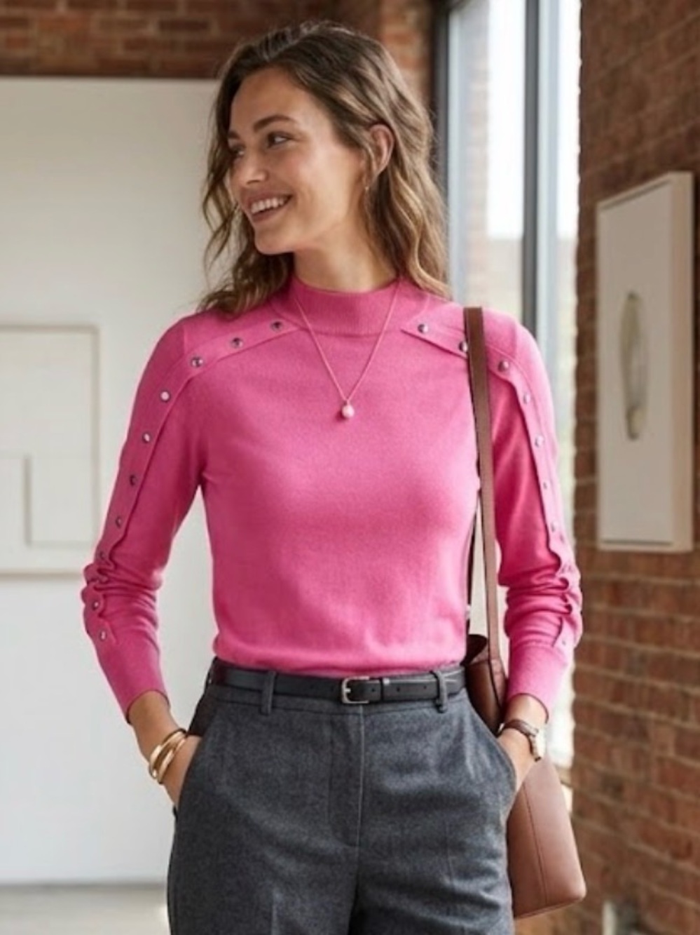 ESQUALO Hot Pink Button-Detail Sweater | Size S | Excellent Condition